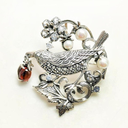 碌山】ウィリアム・モリス いちご泥棒のペンダントブローチ